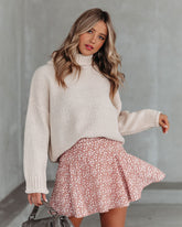 Mabry Floral Ruffle Mini Skort - Tan Oshnow